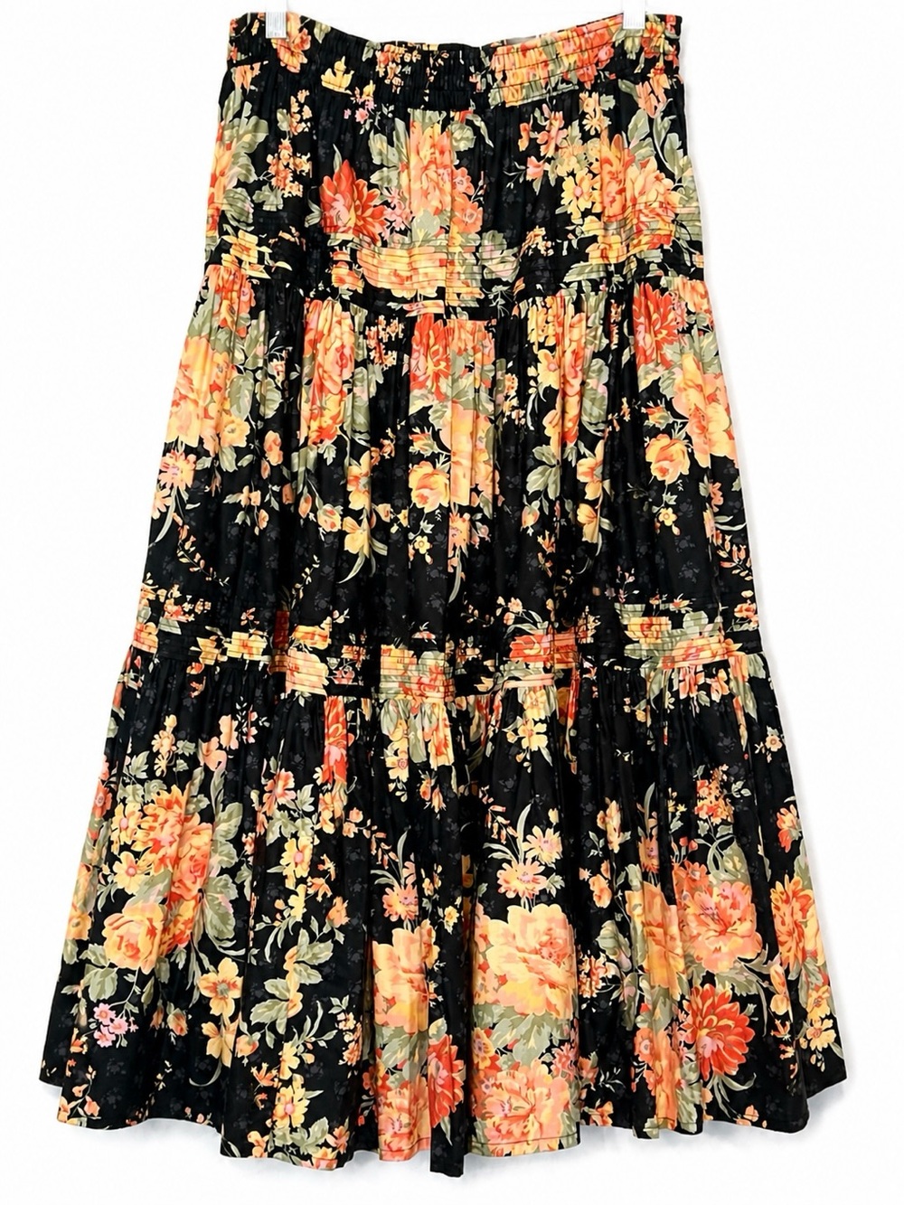 Vintage Laura Ashley XL Floral Cotton Tiered Maxi Skirt